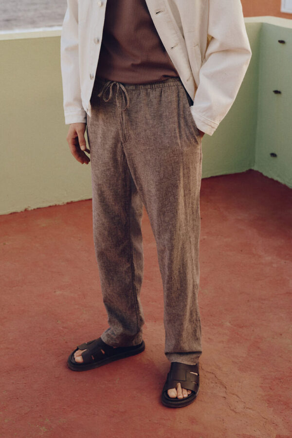 H&M Regular Fit Linen-blend Trousers - Beige